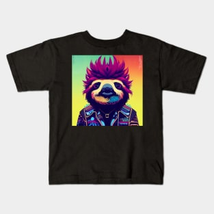 Sloth dressed as a punk rocker Kids T-Shirt